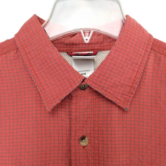 THE NORTH FACE Men's M Orange Grey Check Long Sleeve Button Shirt Suede-Like Y2K - Picture 4 of 11
